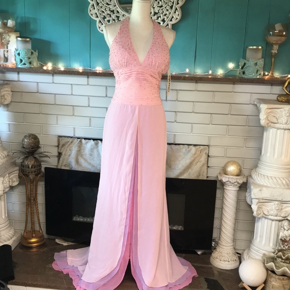 Tony Bowls Paris Jersey Halter Gown 115711 Teal